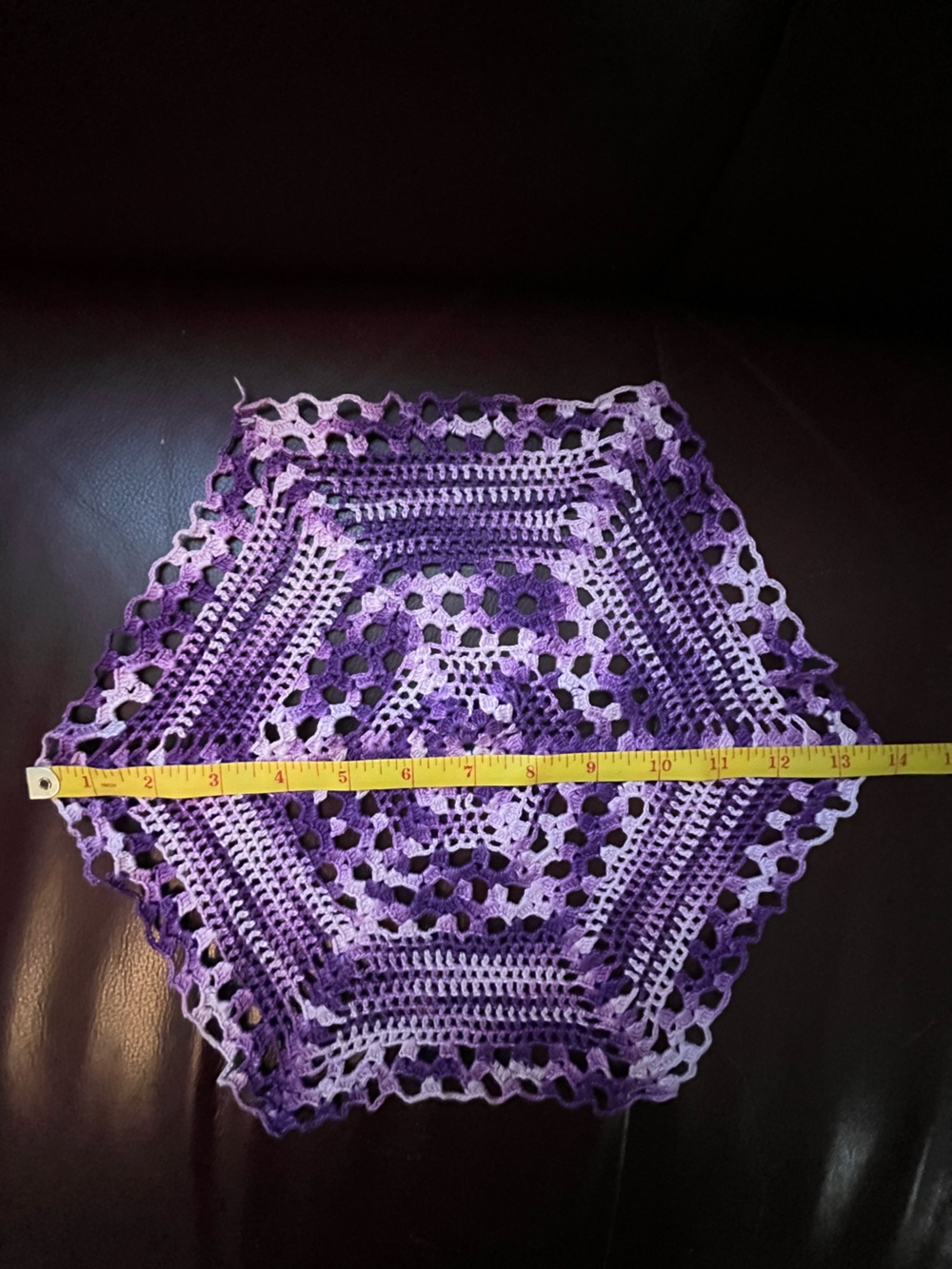 Purple handmade crochet doily